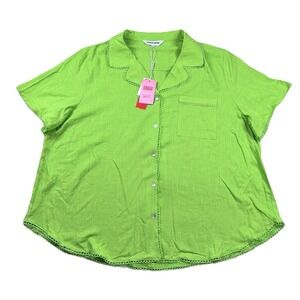 Proud Poppy Shirt Womens 16 Plus Luella Linen Blend Top Apple Dopamine Granny